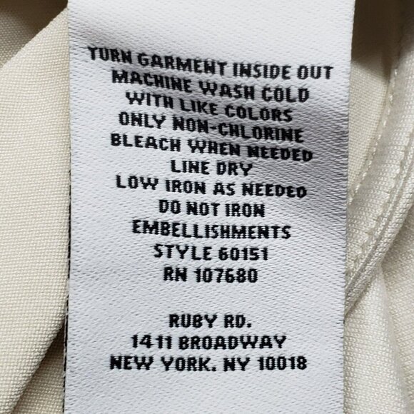 Ruby Rd Top Womens XL White Split Neck Beaded Short Cap Sleeve Pullover New - Picture 5 of 8